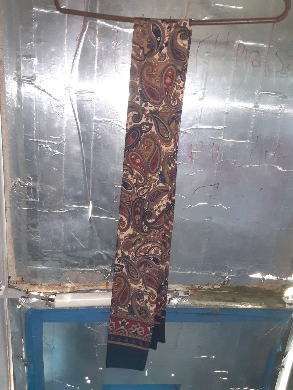Paisley Print Long Scarf in Beige, Brown & Red